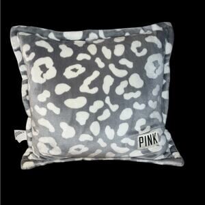 PINK Victoria's Secret Snow Leopard Gray & White Accent Pillow RARE